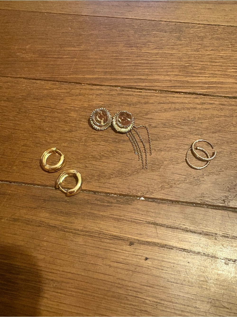 Gold Hoop and Dangle Earring Set - Elegant Women's Jewelry